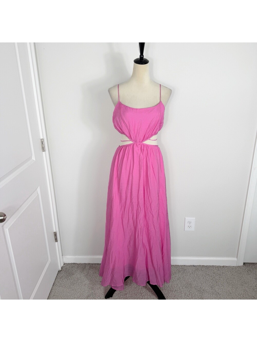 NEW NWT ASTR the Label Pink Midi Maxi Dress Cut Out Tie Waist Party Medium